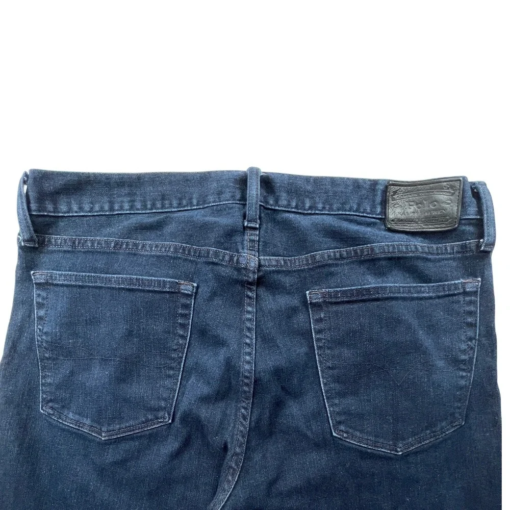 Polo Ralph Lauren Mens 36/32 Varick Slim Straight Jeans Dark Indigo Blue Stretch